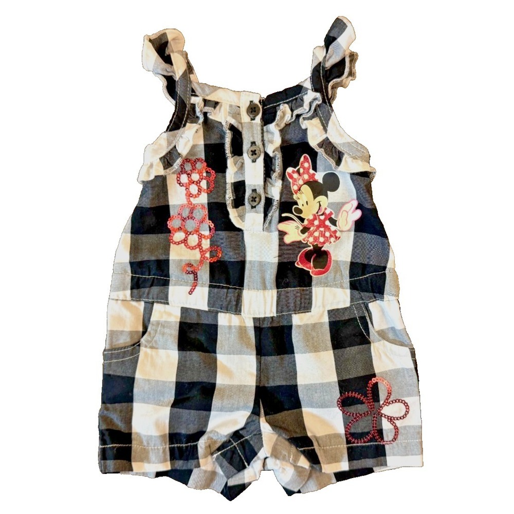 Disney Baby Girl Romper Newborn Minnie Mouse Summer Outfit Flowers Plaid Ruffles